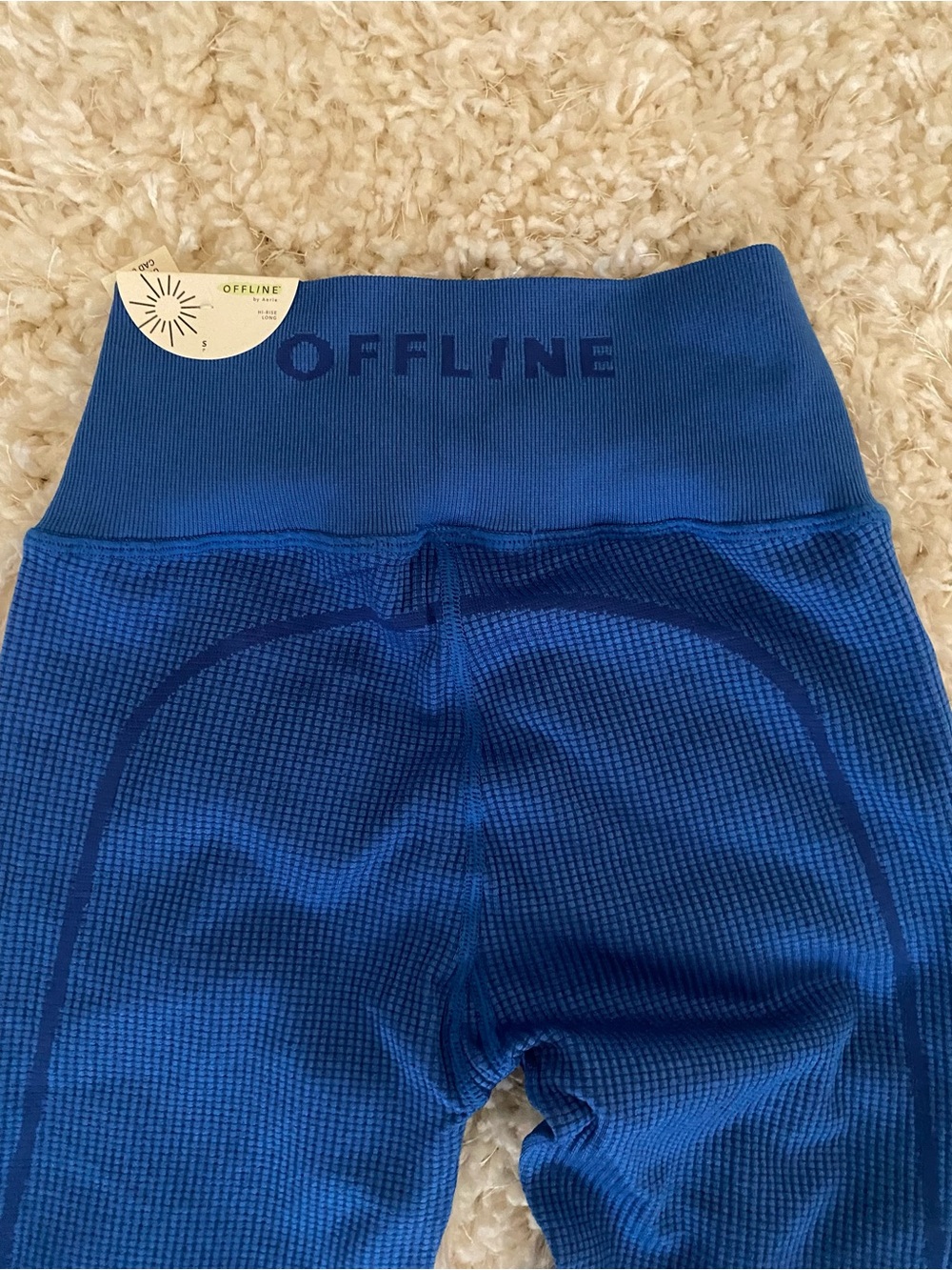 Aerie Offline Ribbed Blue Active Set - Crop Top + Leggings - Picture 3 of 4